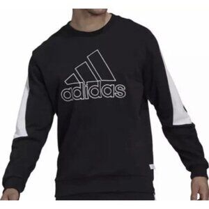 NEW Adidas Men's XL Black White Embroidered Logo Sweatshirt Crewneck